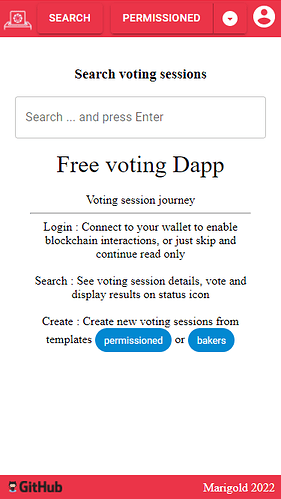 TzVote webapp search page